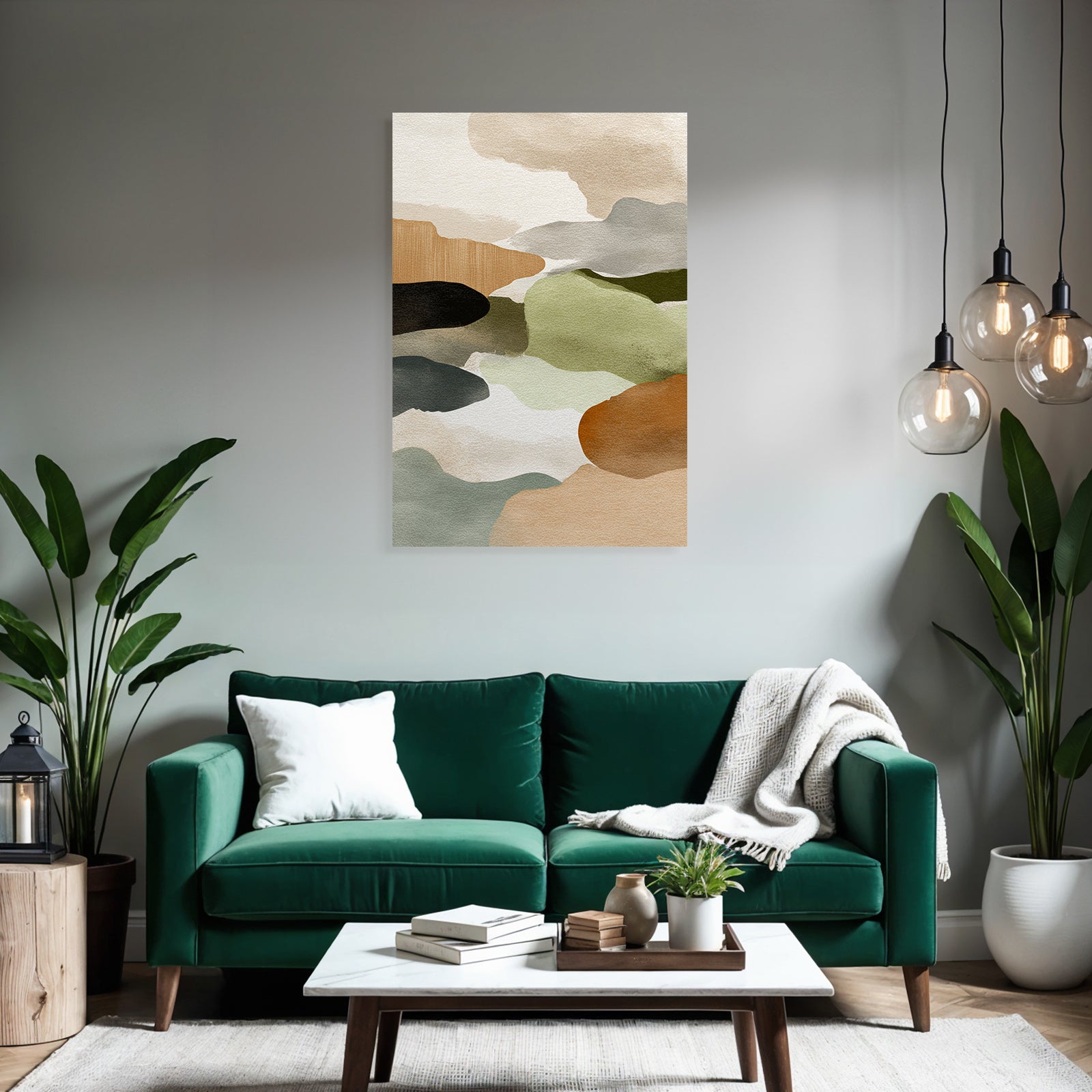Abstract Watercolor Earthy Tones Organic Composition