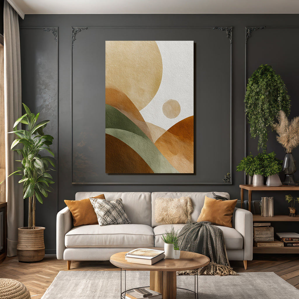 Abstract Watercolor Shapes Earthy Tones Textured Background