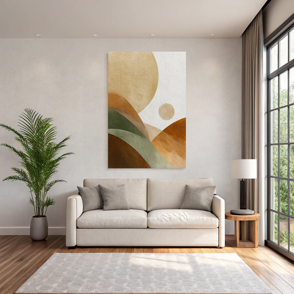 Abstract Watercolor Shapes Earthy Tones Textured Background