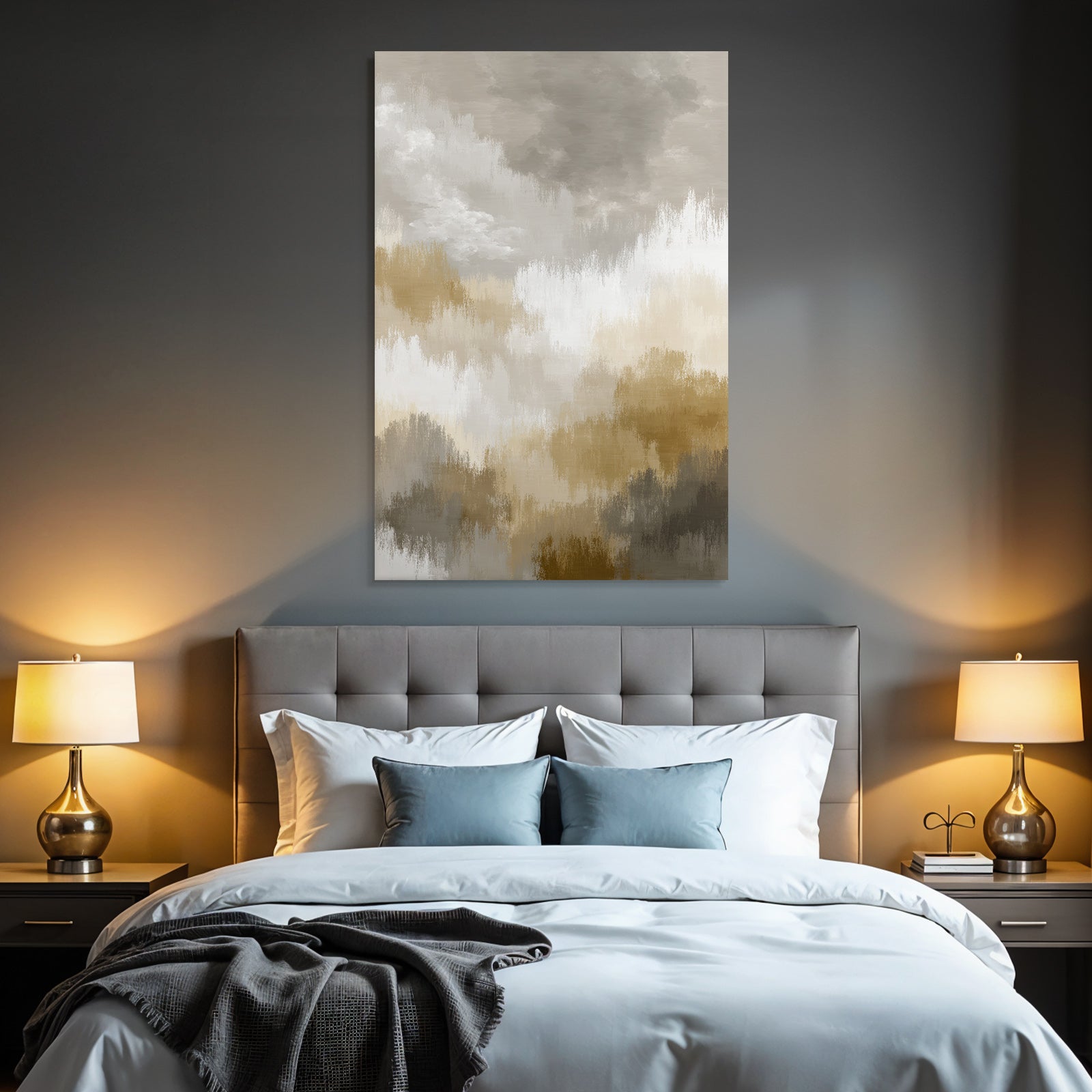 Abstracte Malerei Mit Sanften Farben Beige Braun Weiss Grau Texturiert
