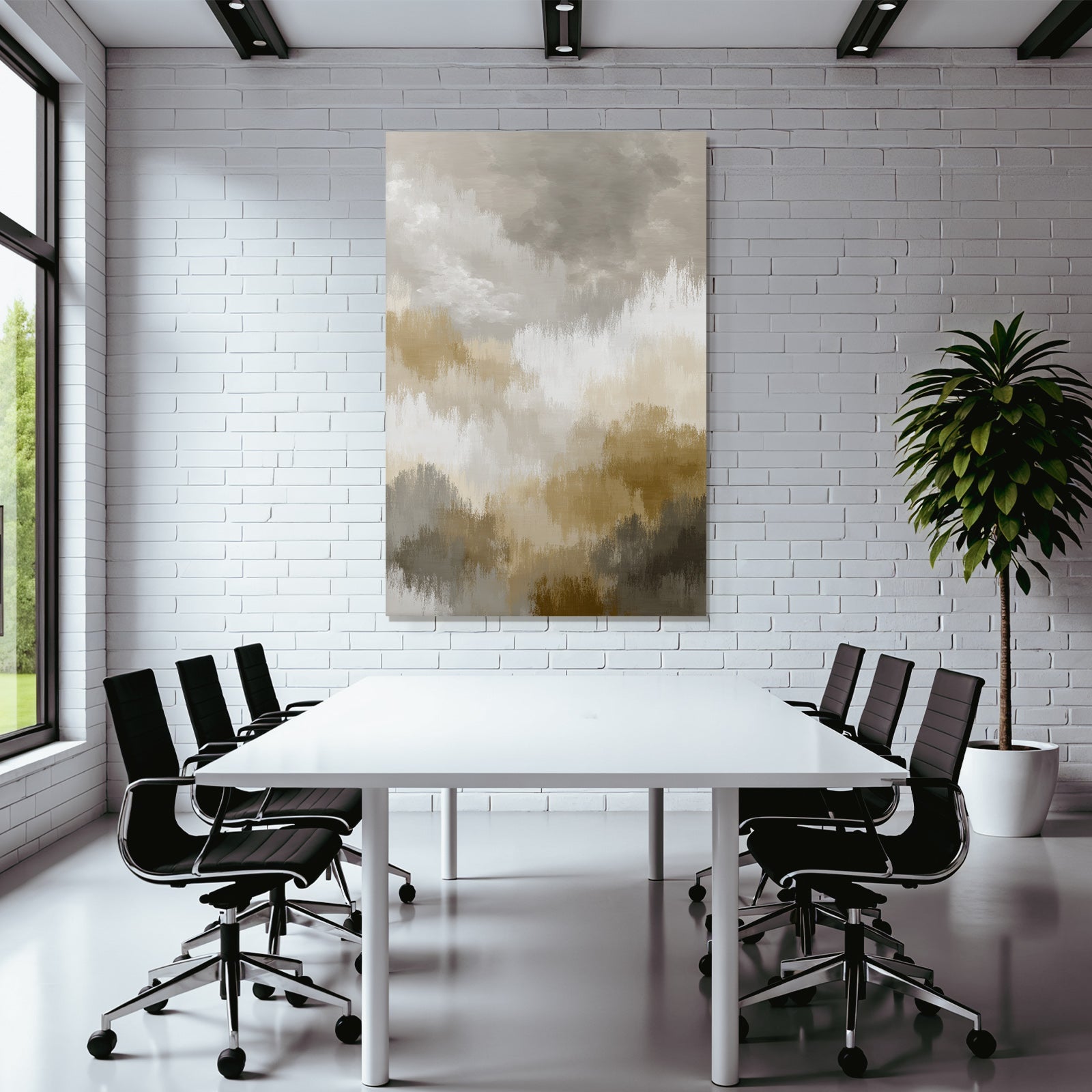 Abstracte Malerei Mit Sanften Farben Beige Braun Weiss Grau Texturiert