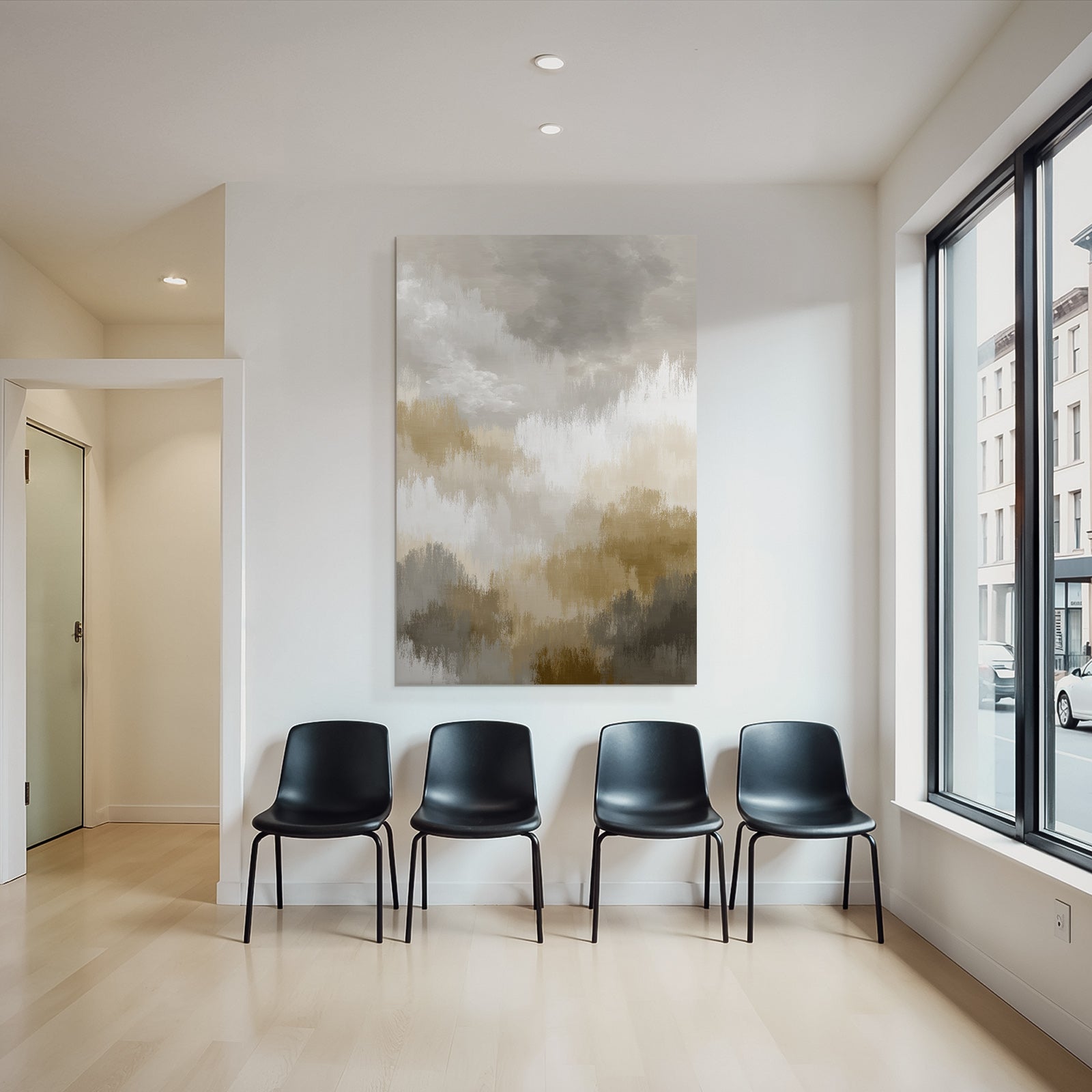 Abstracte Malerei Mit Sanften Farben Beige Braun Weiss Grau Texturiert