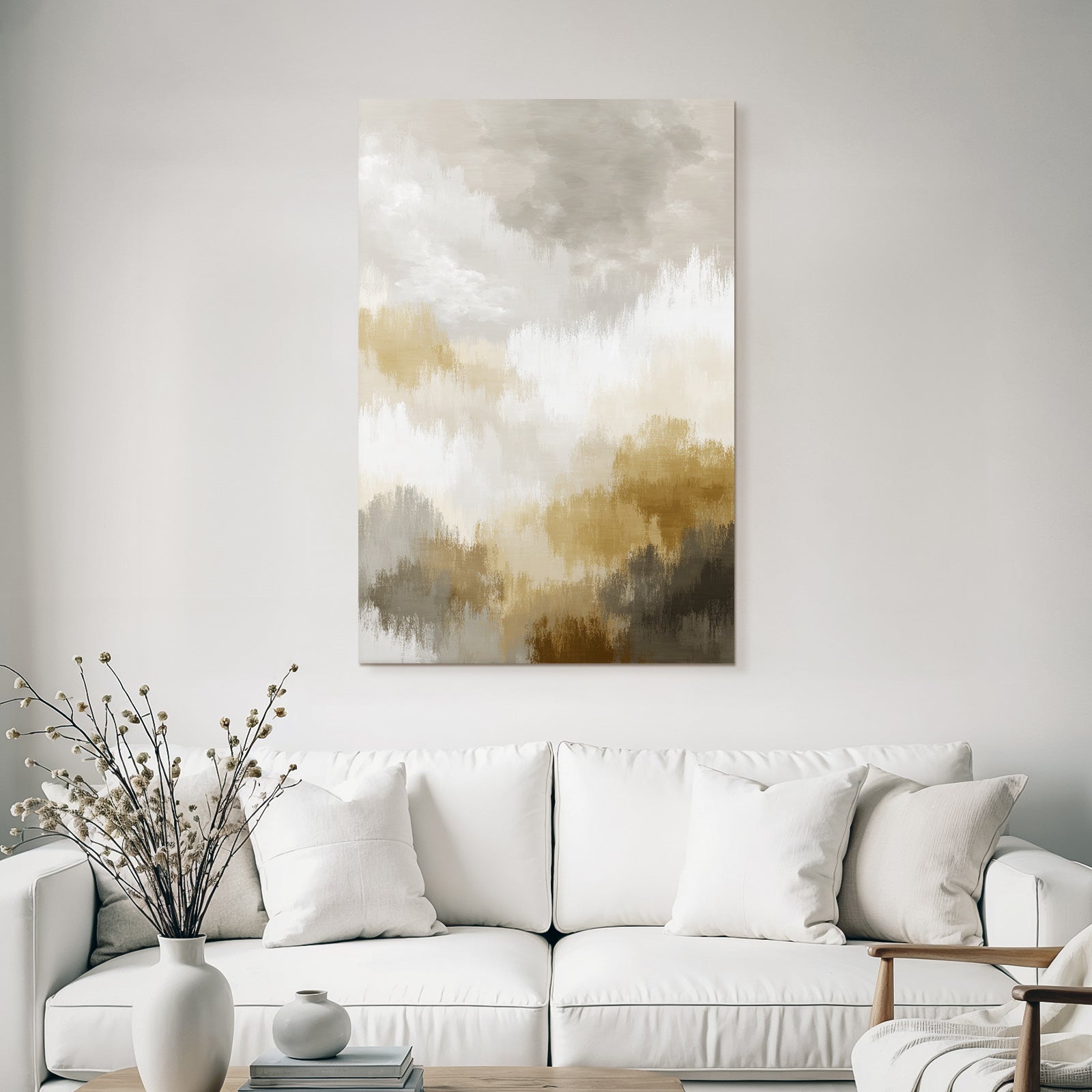 Abstracte Malerei Mit Sanften Farben Beige Braun Weiss Grau Texturiert