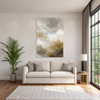 Abstracte Malerei Mit Sanften Farben Beige Braun Weiss Grau Texturiert