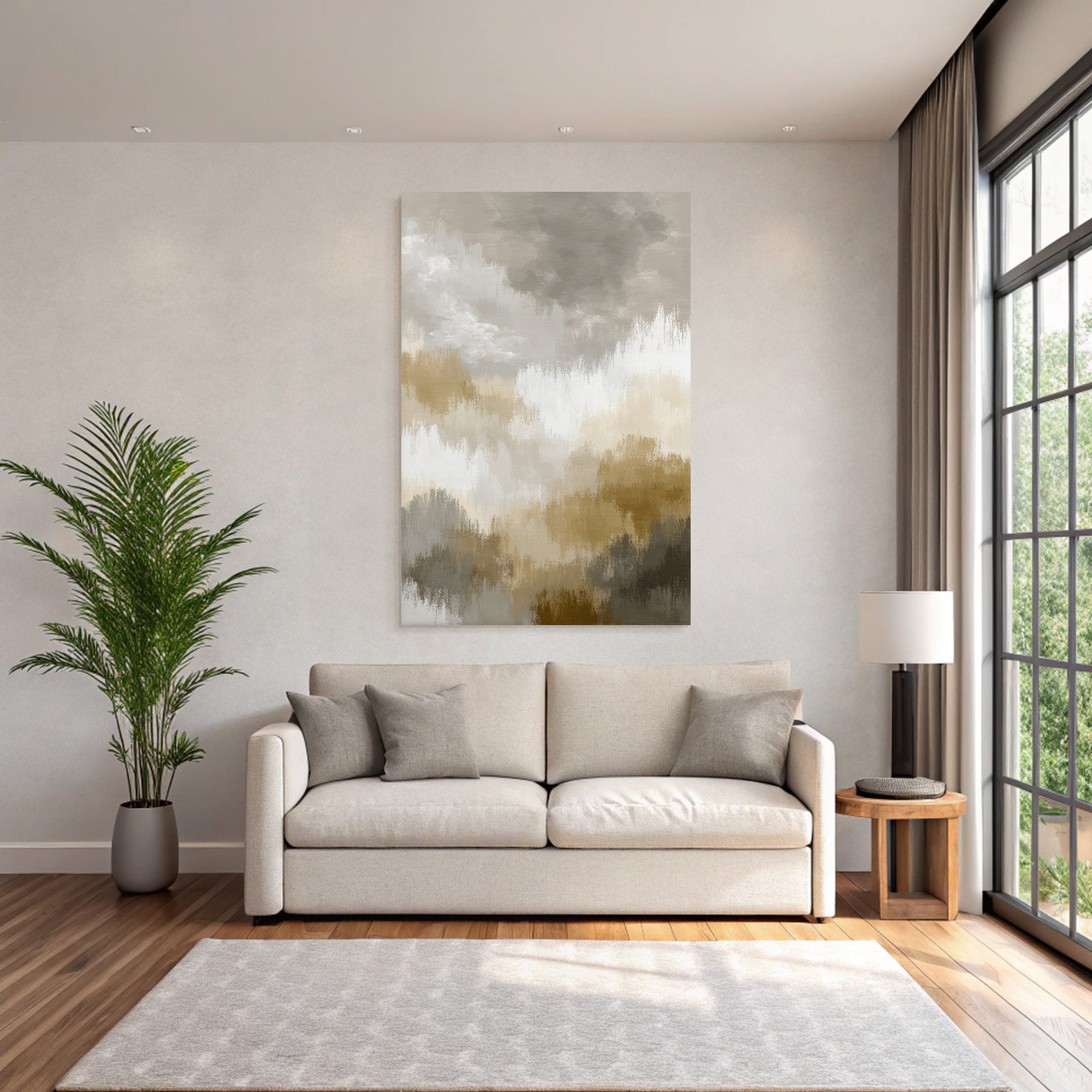 Abstracte Malerei Mit Sanften Farben Beige Braun Weiss Grau Texturiert