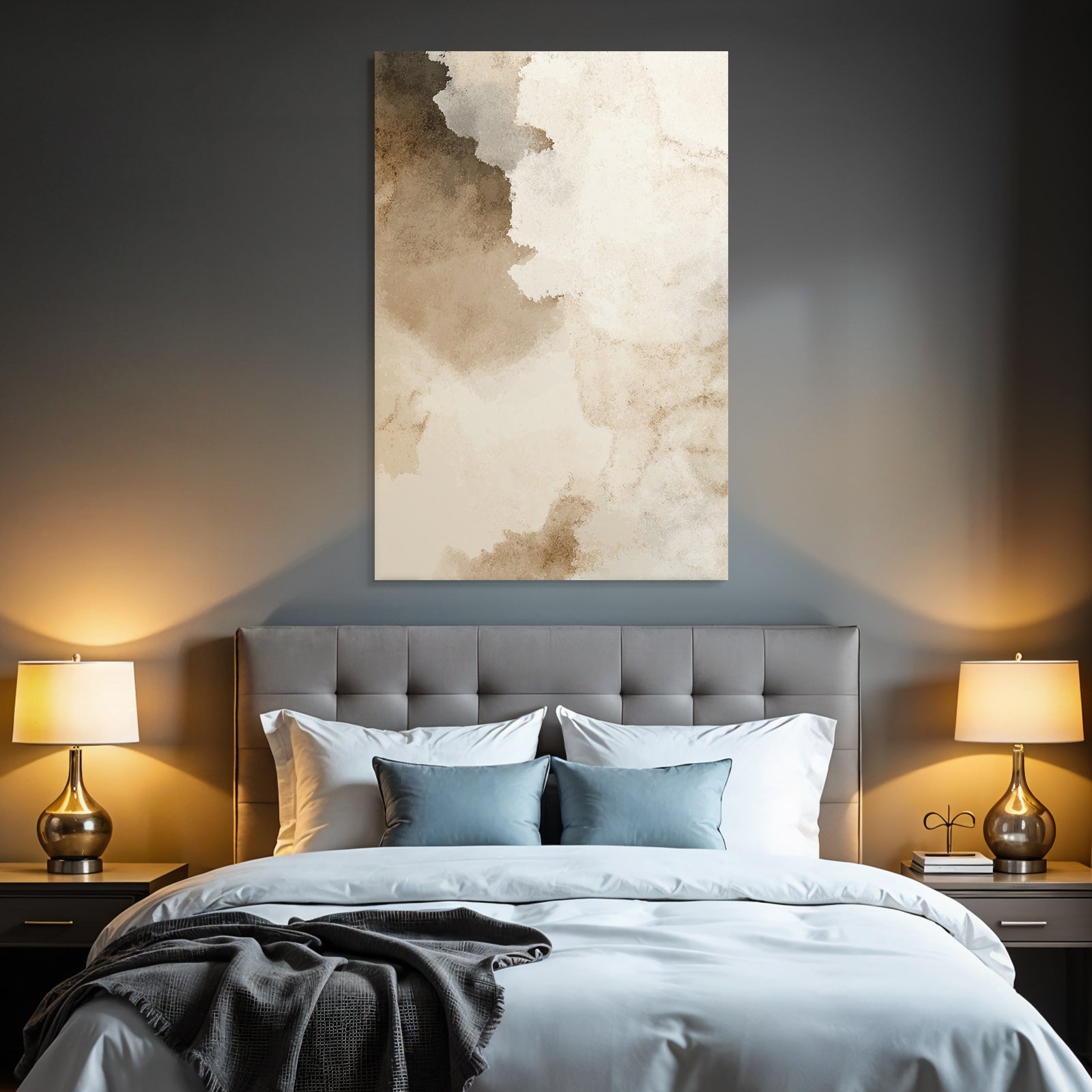 Abstrakte Aquarellfarben In Beige Braun Und Creme