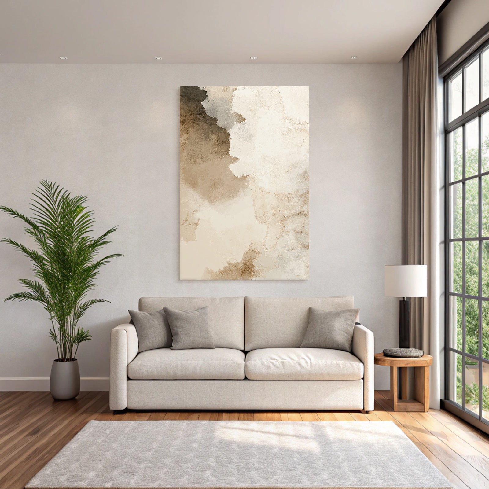 Abstrakte Aquarellfarben In Beige Braun Und Creme