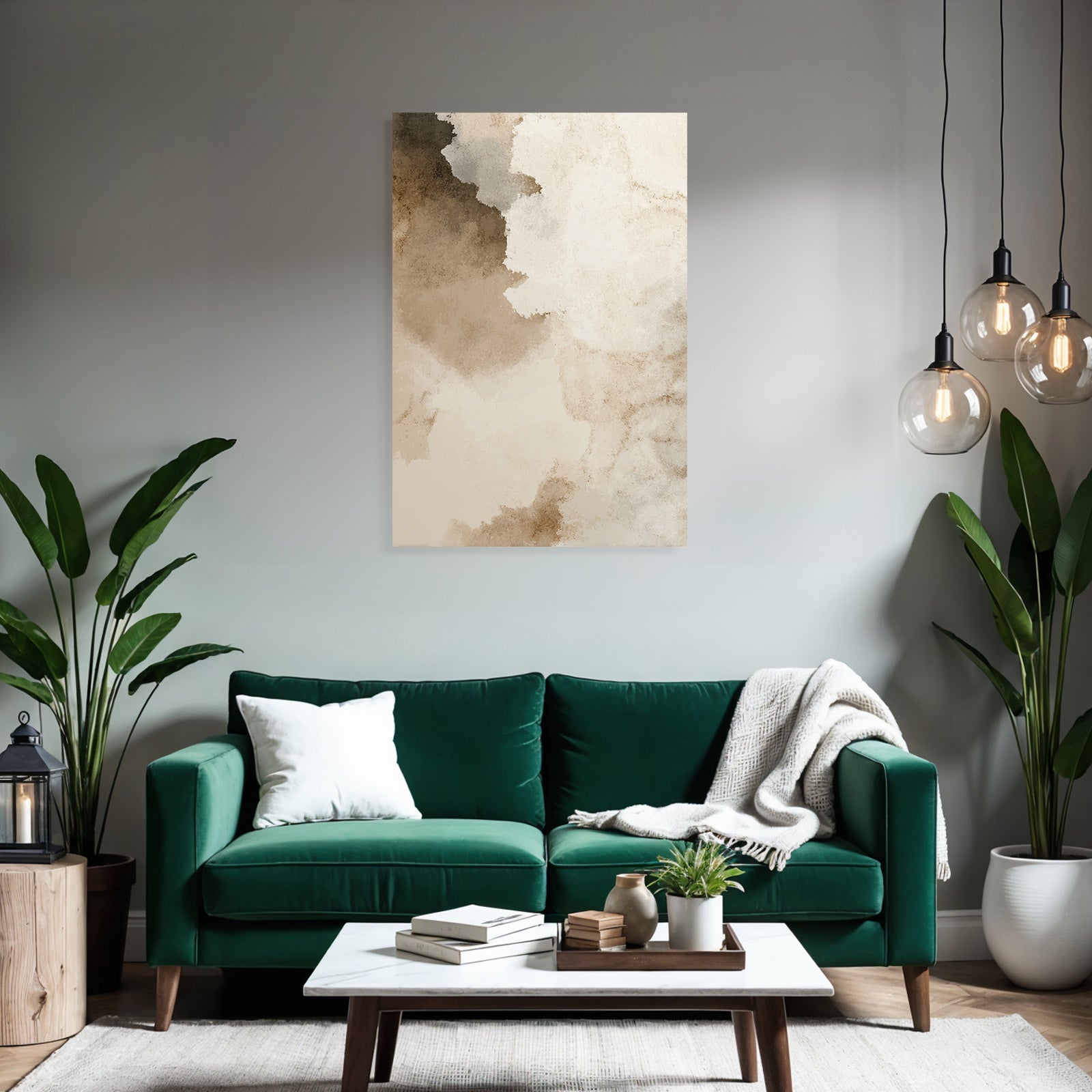 Abstrakte Aquarellfarben In Beige Braun Und Creme