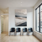 Abstrakte Darstellung Einer Landschaft In Beige Grau Und Blau