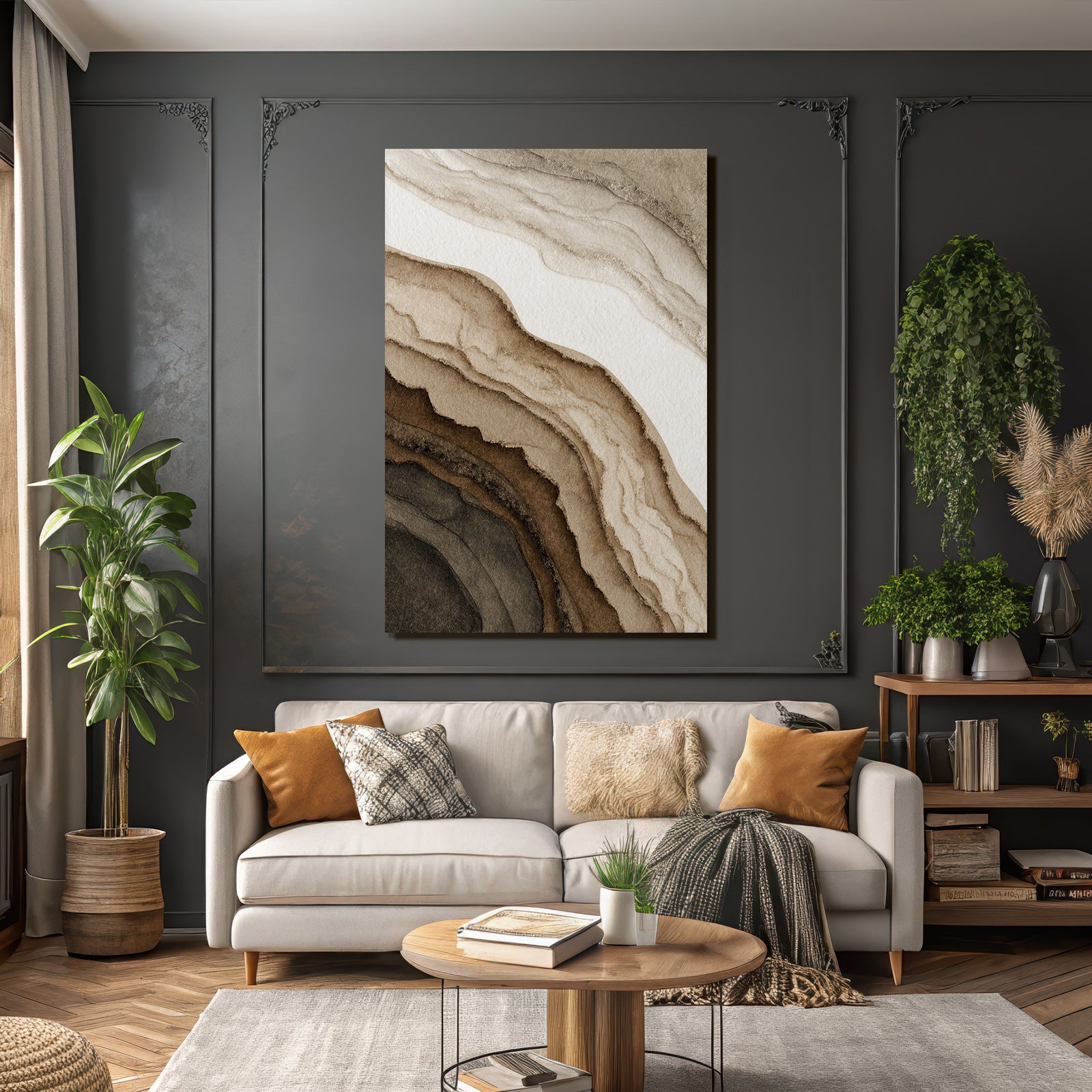 Abstrakte Geologische Formationen Erdtonfarbenen Wasserfarben Kunst
