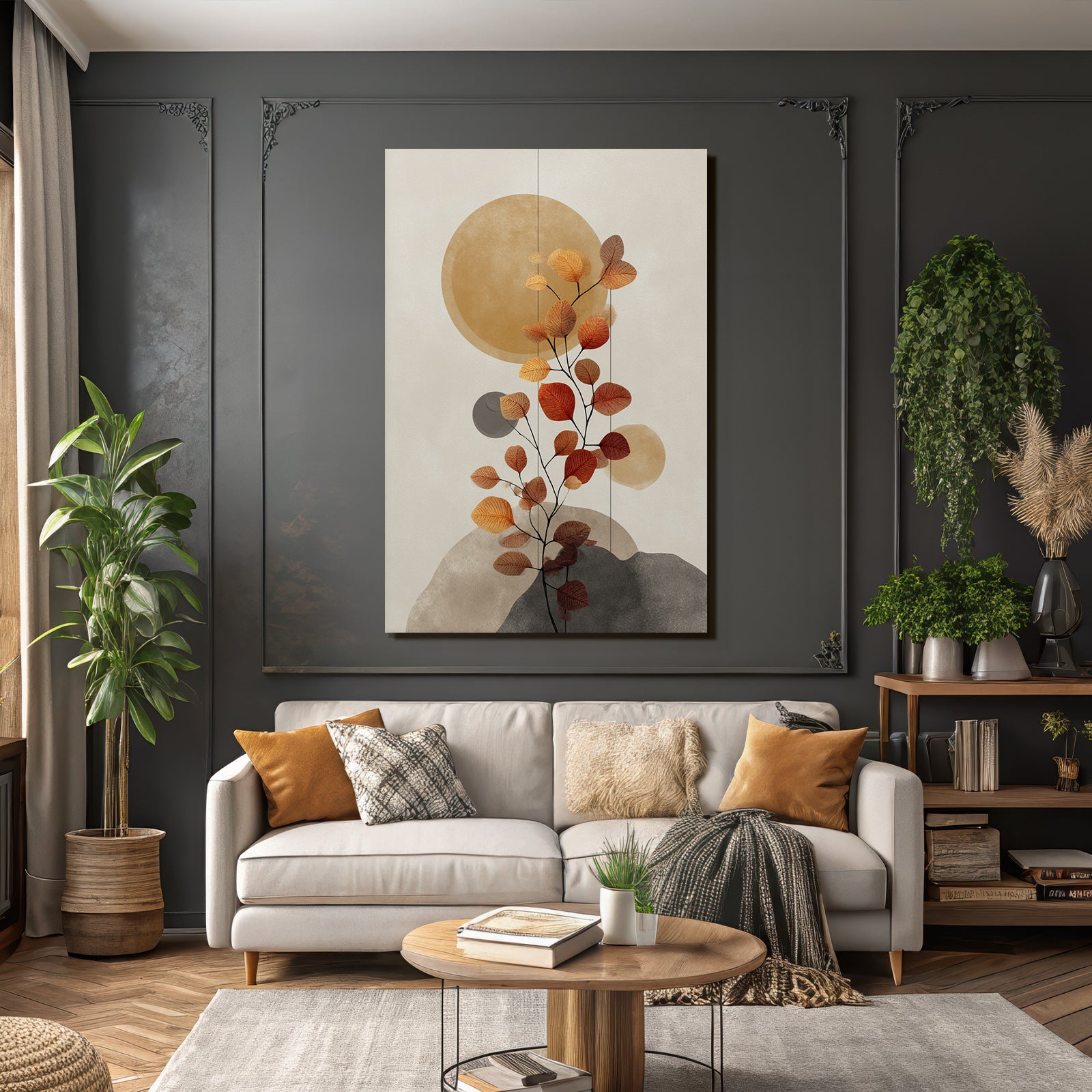 Abstract Illustration Plant Autumn Leaves Minimalist Background