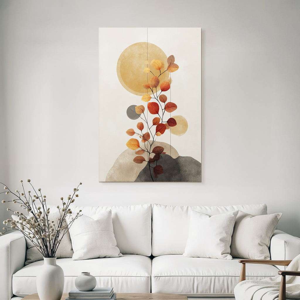 Abstract Illustration Plant Autumn Leaves Minimalist Background