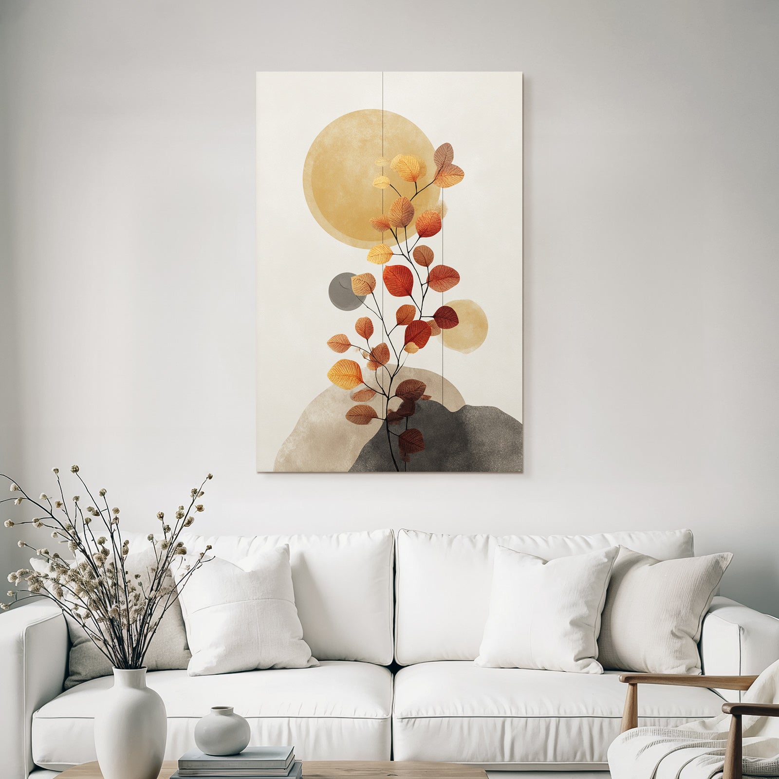 Abstract Illustration Plant Autumn Leaves Minimalist Background