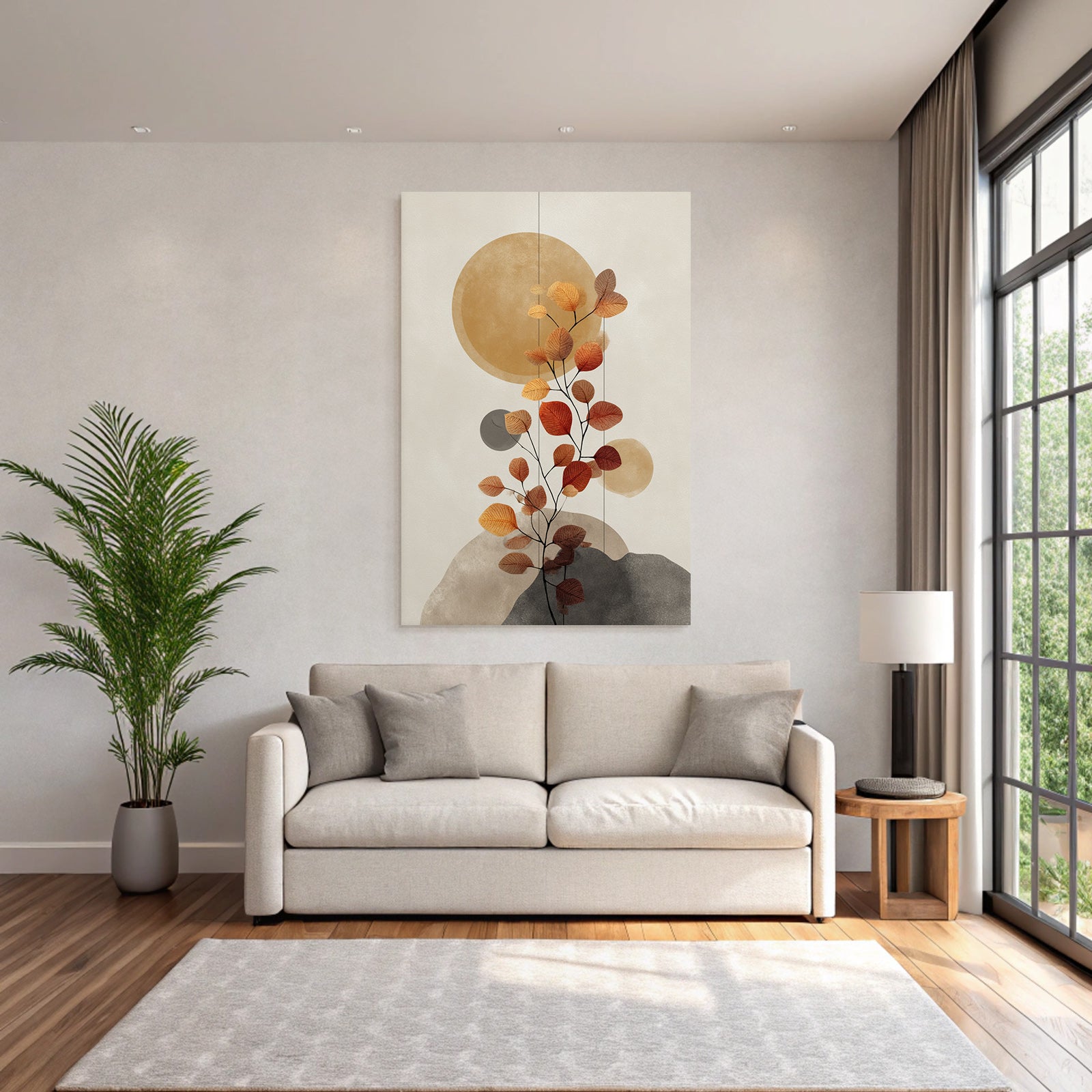 Abstract Illustration Plant Autumn Leaves Minimalist Background