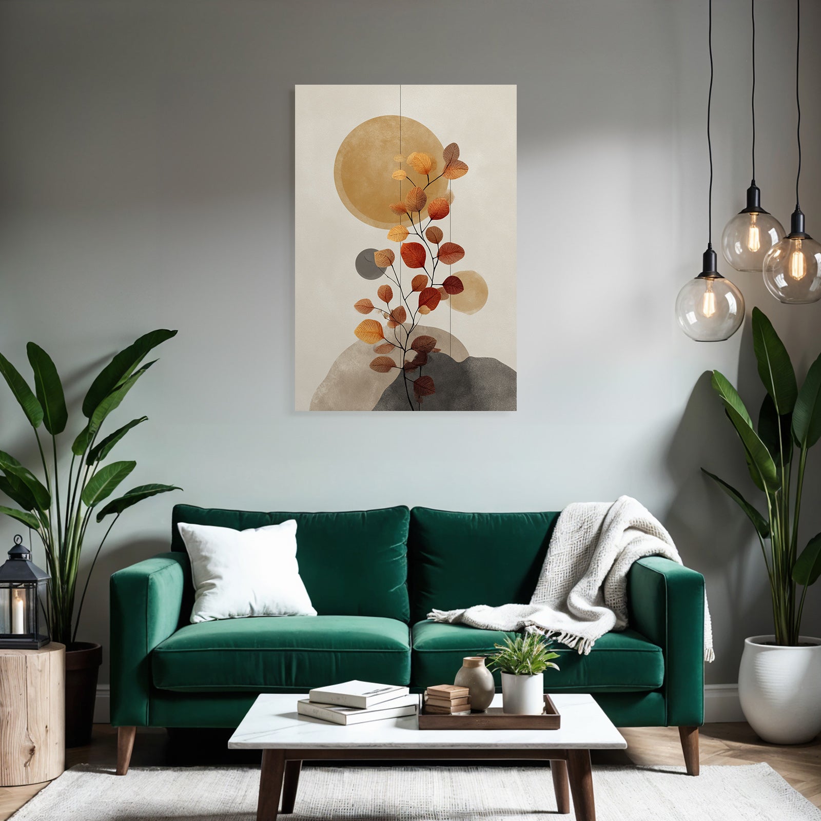 Abstract Illustration Plant Autumn Leaves Minimalist Background