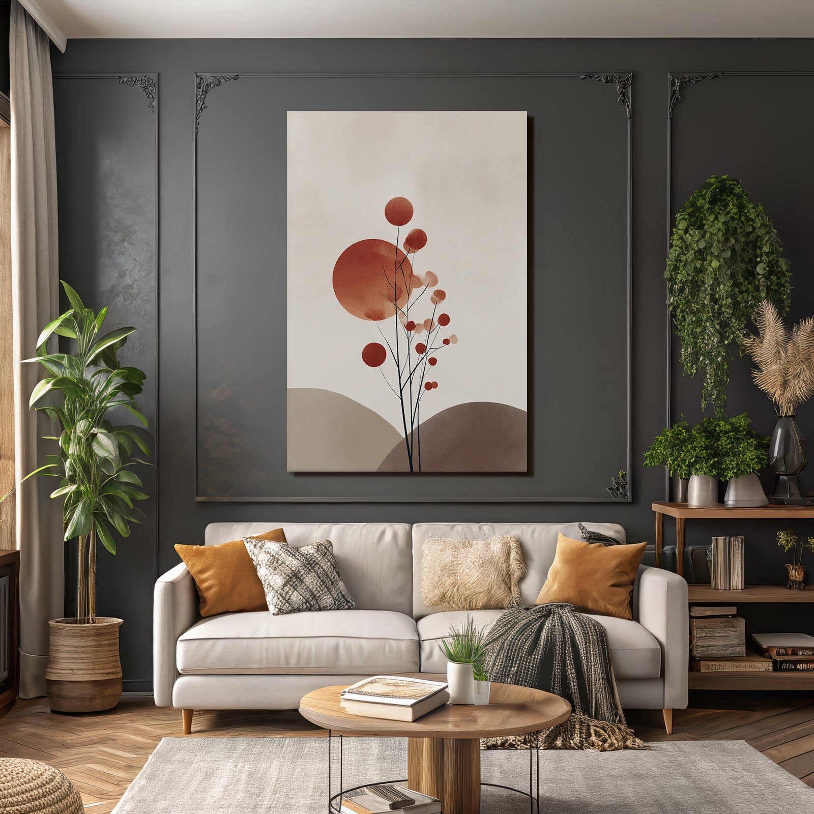 Abstrakte Illustration Pflanze Kreisartige Elemente Sanfte Farben