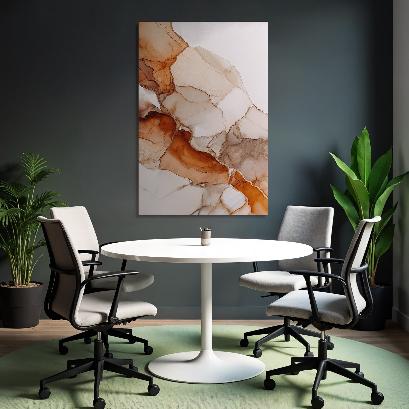 Abstrakte Kunst Fluessige Formen Erdtoaene Braun Beige Gold Akzente