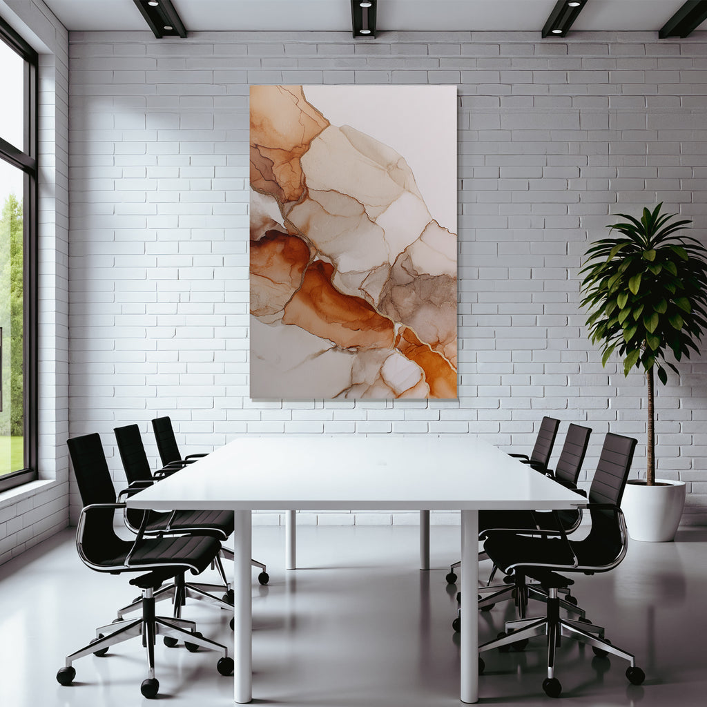 Abstrakte Kunst Fluessige Formen Erdtoaene Braun Beige Gold Akzente
