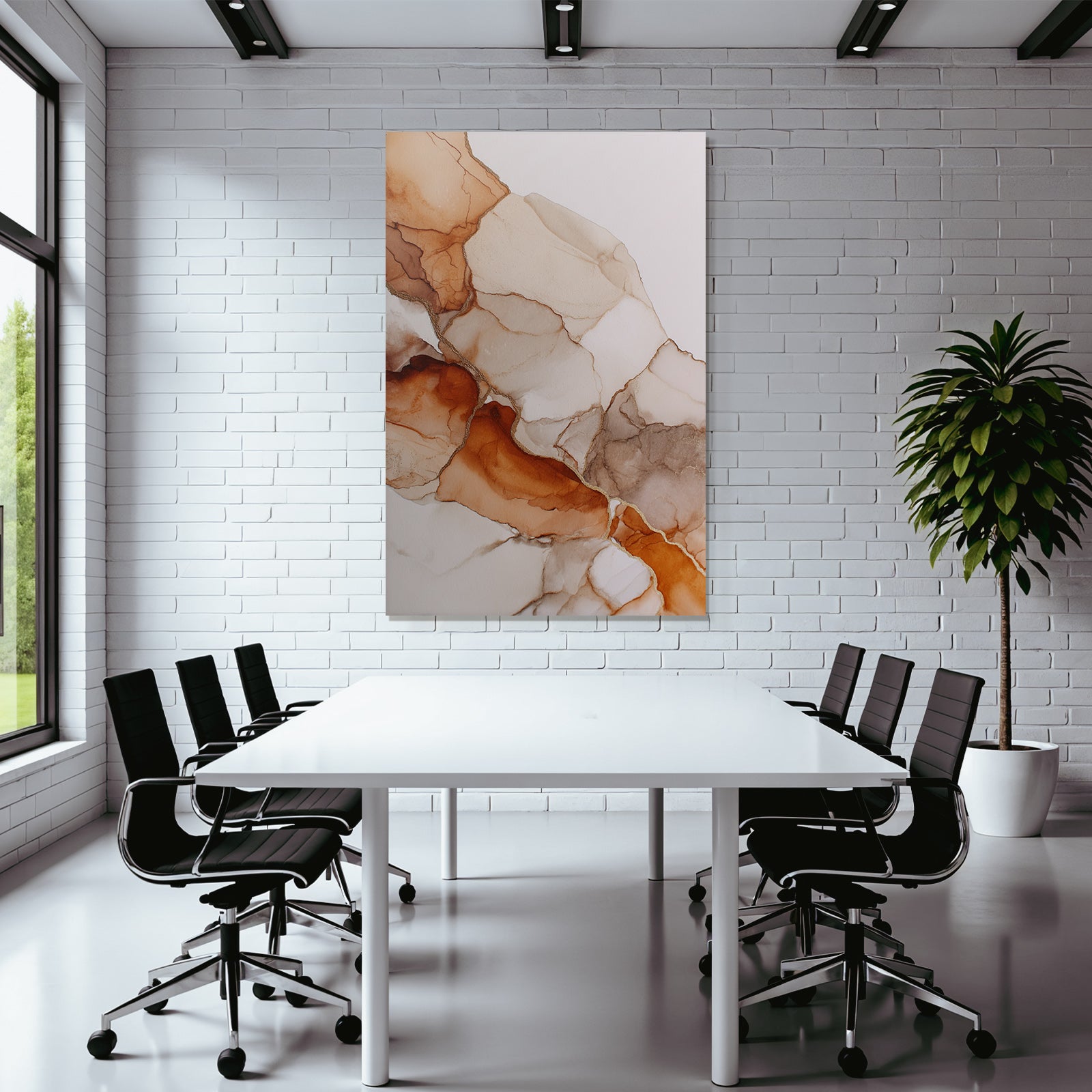 Abstrakte Kunst Fluessige Formen Erdtoaene Braun Beige Gold Akzente