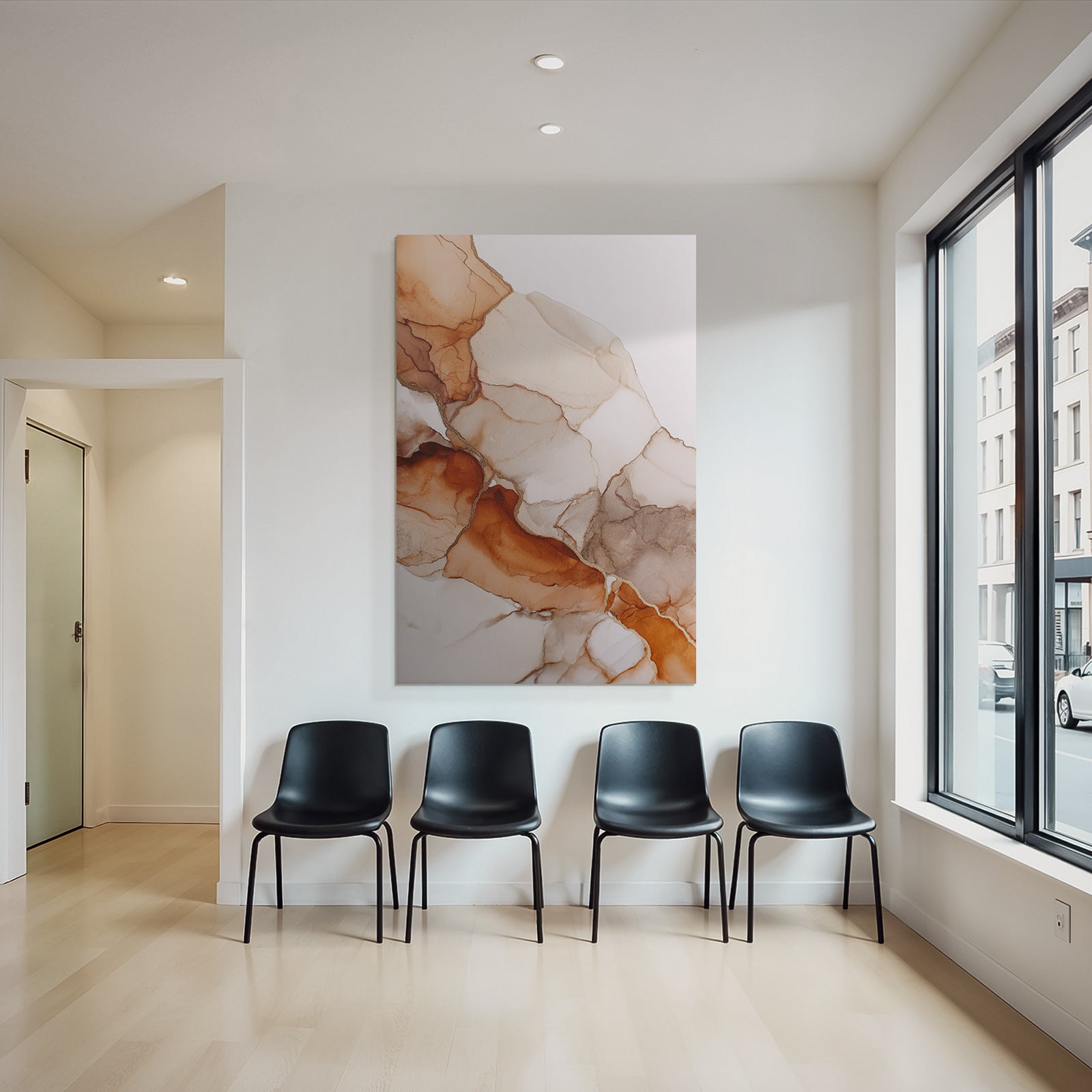 Abstrakte Kunst Fluessige Formen Erdtoaene Braun Beige Gold Akzente