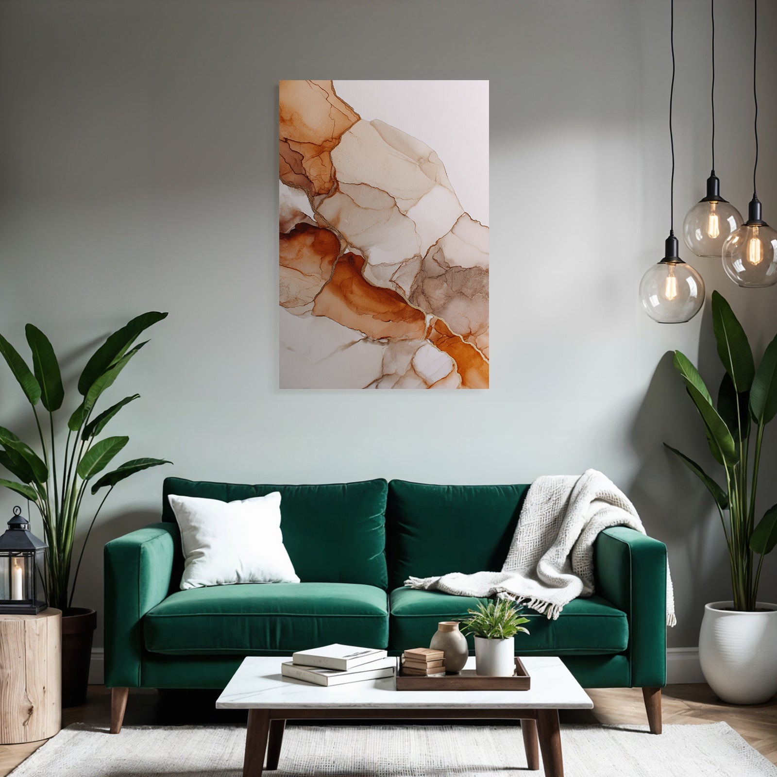 Abstrakte Kunst Fluessige Formen Erdtoaene Braun Beige Gold Akzente