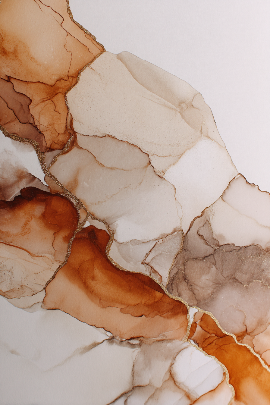 Abstrakte Kunst Fluessige Formen Erdtoaene Braun Beige Gold Akzente | Japandi | Einrichtungsstile