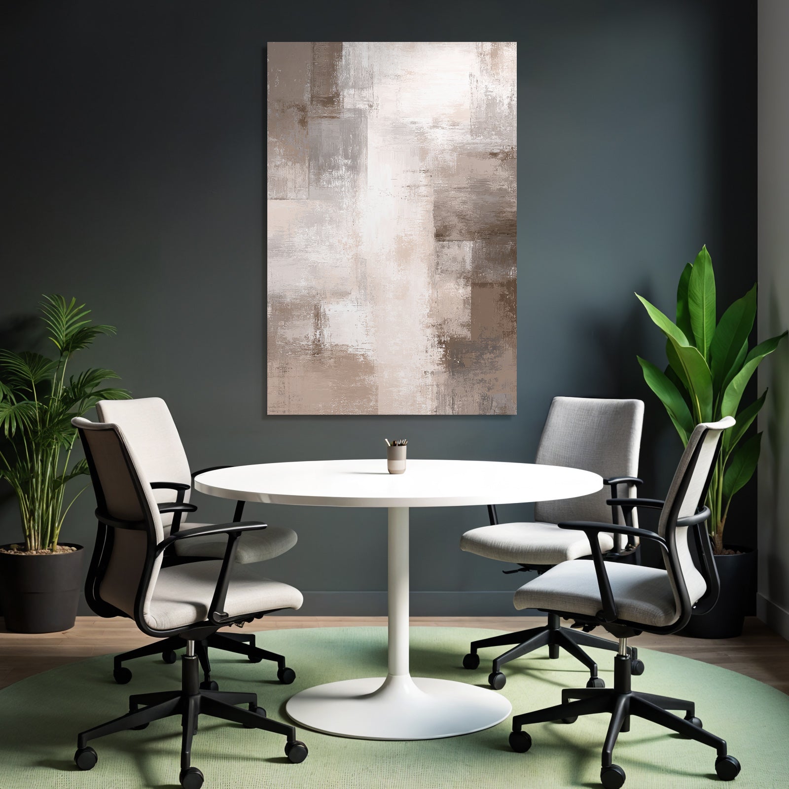 Abstract art in beige, grey and white textured
