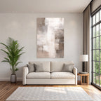 Abstract art in beige, grey and white textured
