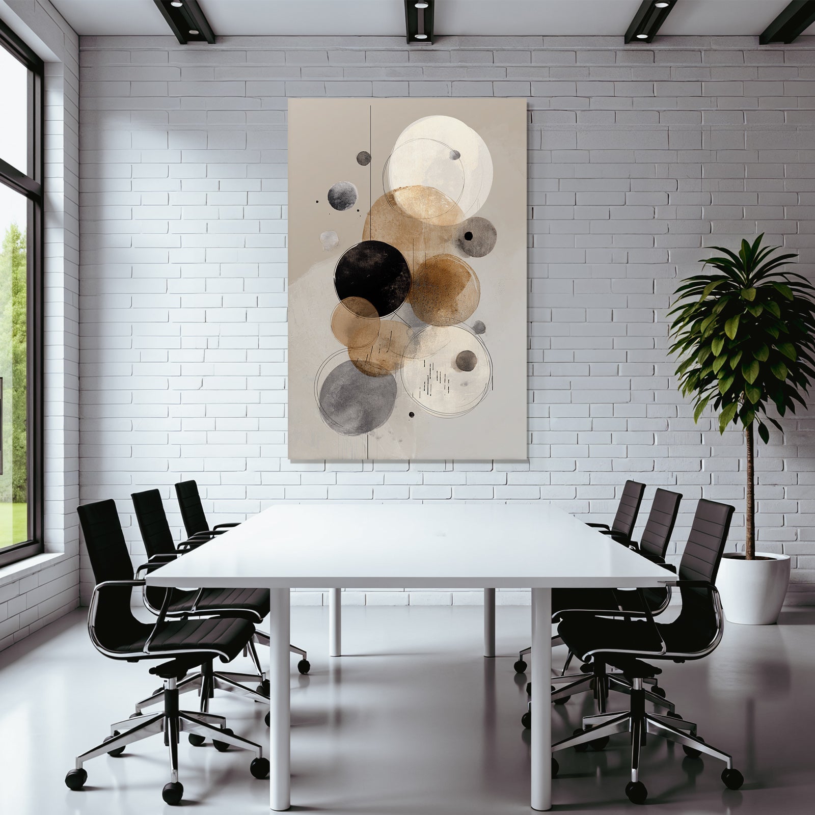 Abstrakte Kunst Kreise Beige Schwarz Grau Hintergrund