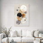 Abstrakte Kunst Kreise Beige Schwarz Grau Hintergrund