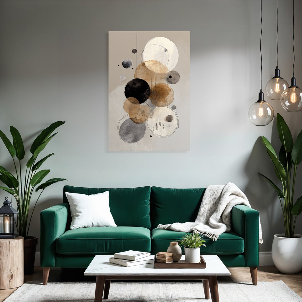 Abstrakte Kunst Kreise Beige Schwarz Grau Hintergrund