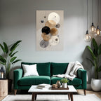 Abstrakte Kunst Kreise Beige Schwarz Grau Hintergrund