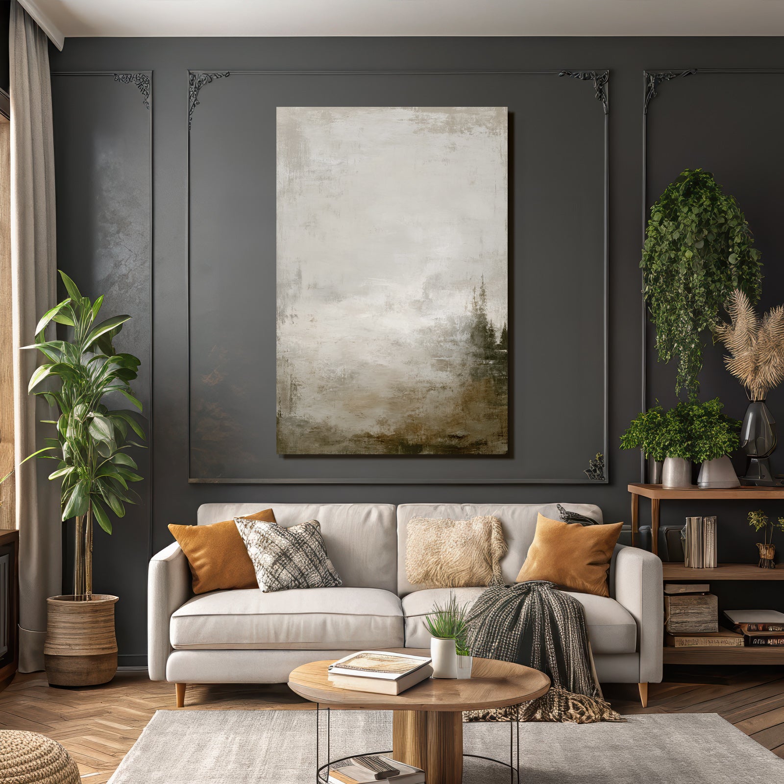 Abstrakte Kunst Mit Beige Und Gruen Textur Weich Und Gedaempft