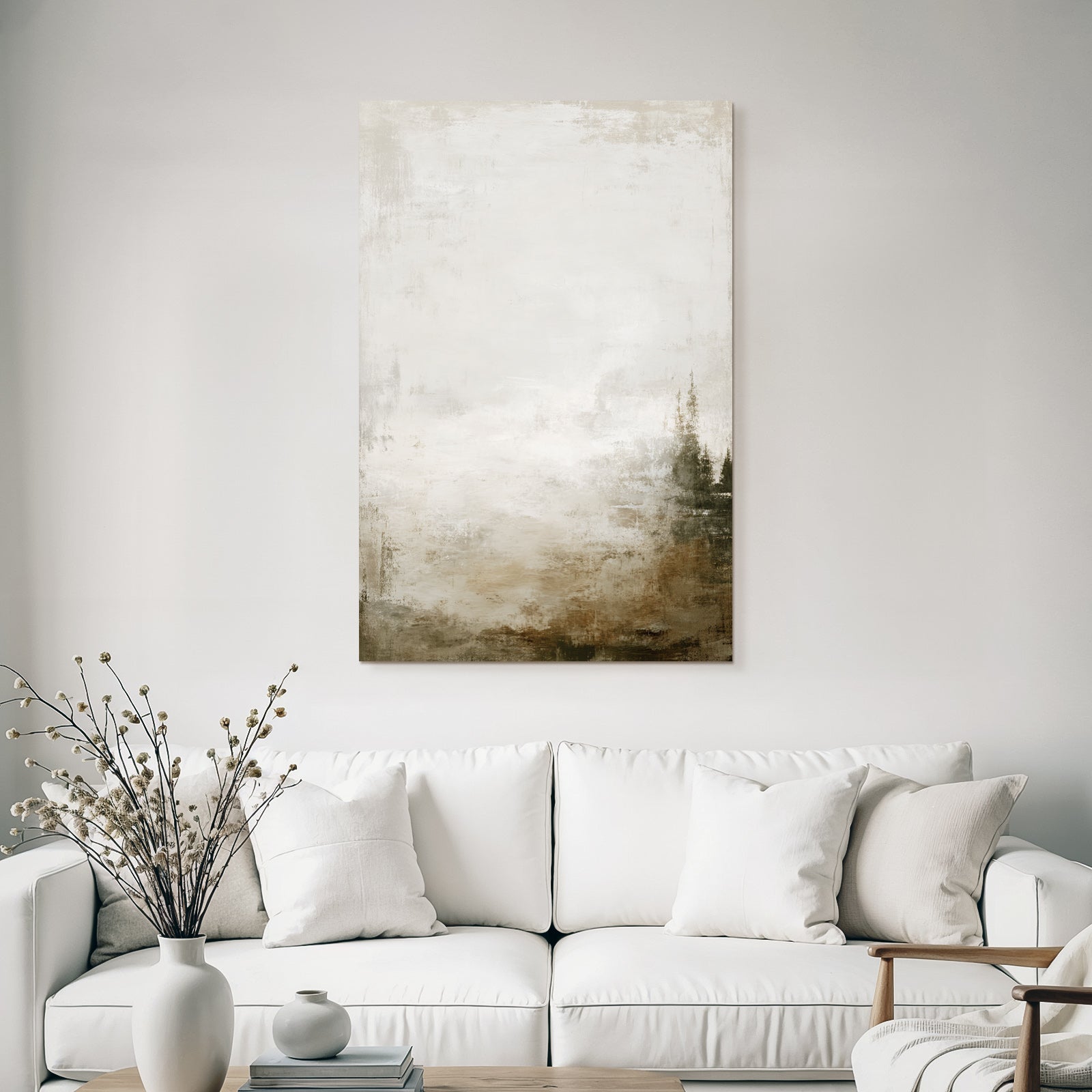 Abstrakte Kunst Mit Beige Und Gruen Textur Weich Und Gedaempft