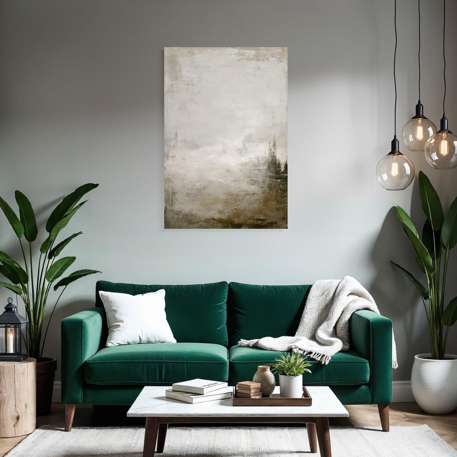 Abstrakte Kunst Mit Beige Und Gruen Textur Weich Und Gedaempft