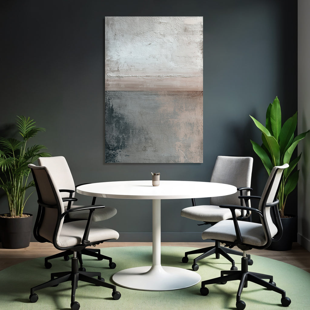 Abstract art with textures in white, gray, and beige