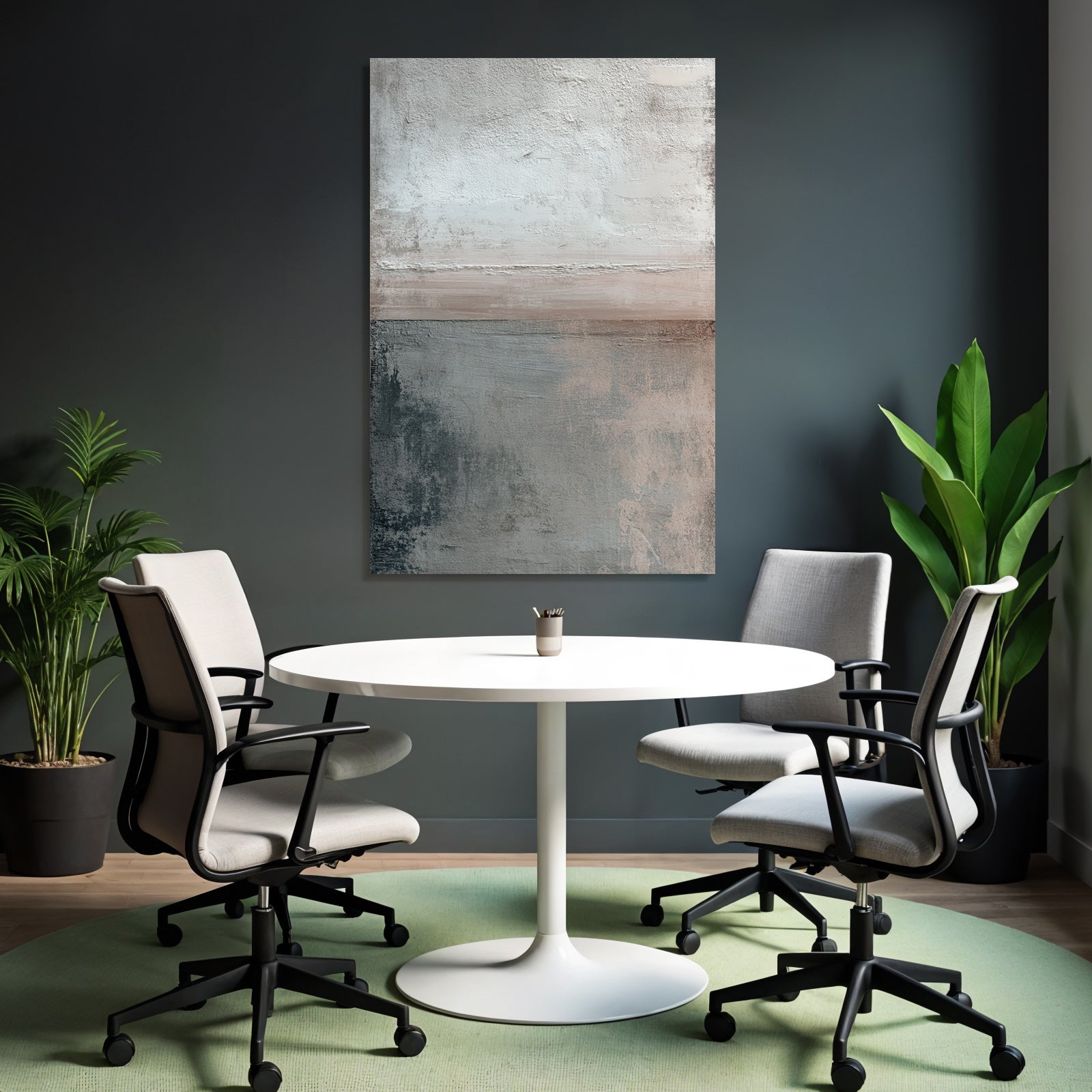 Abstract art with textures in white, gray, and beige
