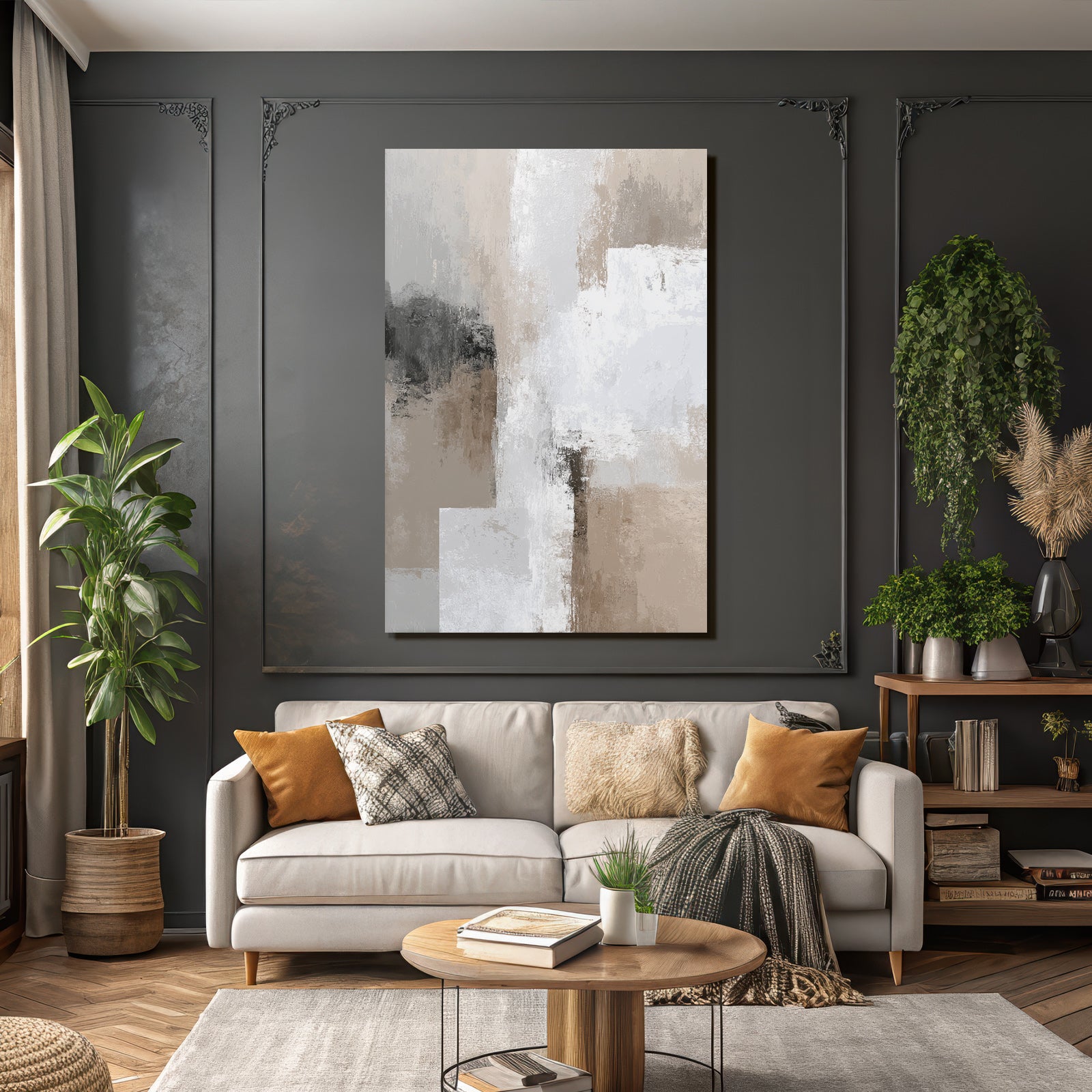 Abstract Art Neutral Colors With Textures And Brushstrokes