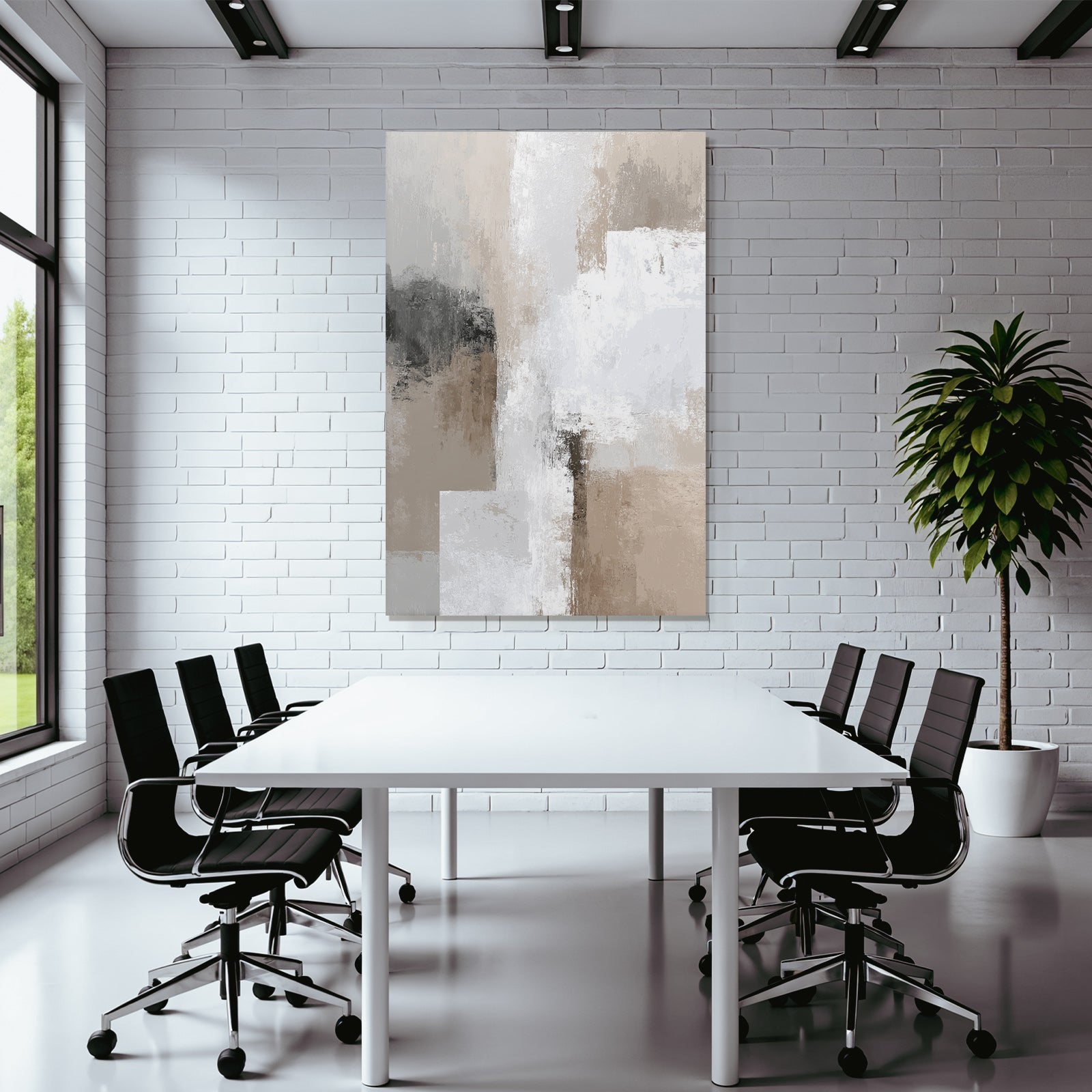 Abstract Art Neutral Colors With Textures And Brushstrokes