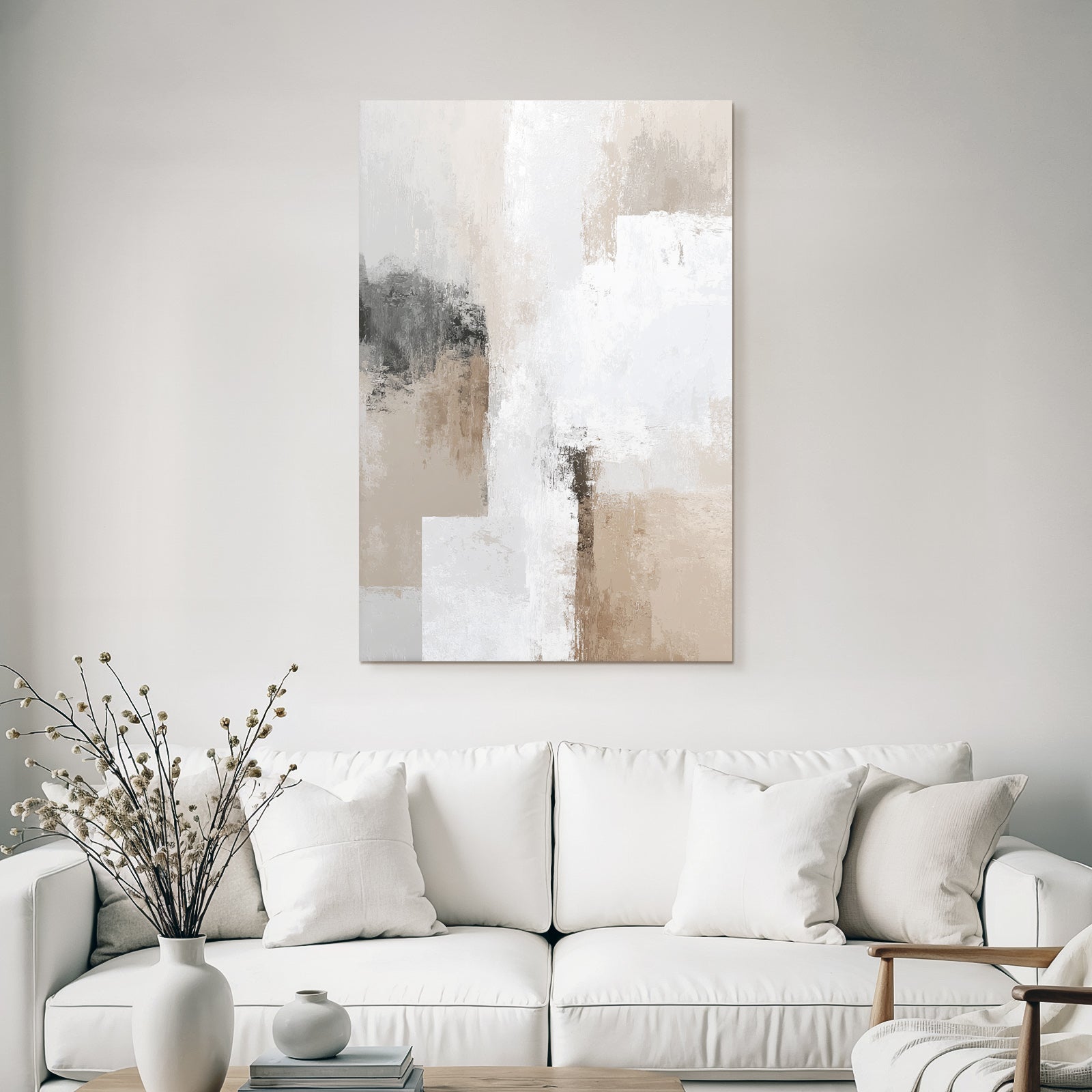 Abstract Art Neutral Colors With Textures And Brushstrokes