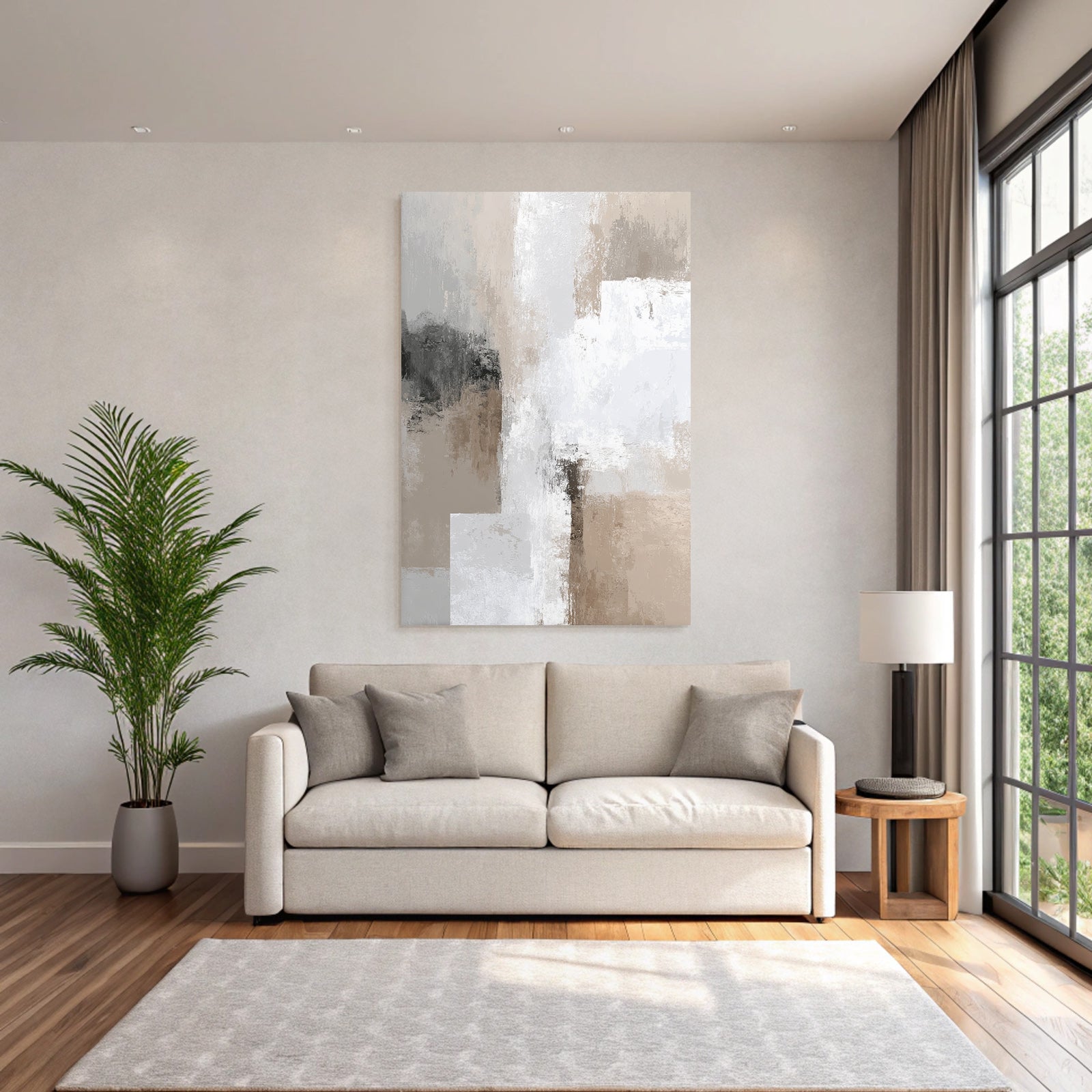 Abstract Art Neutral Colors With Textures And Brushstrokes