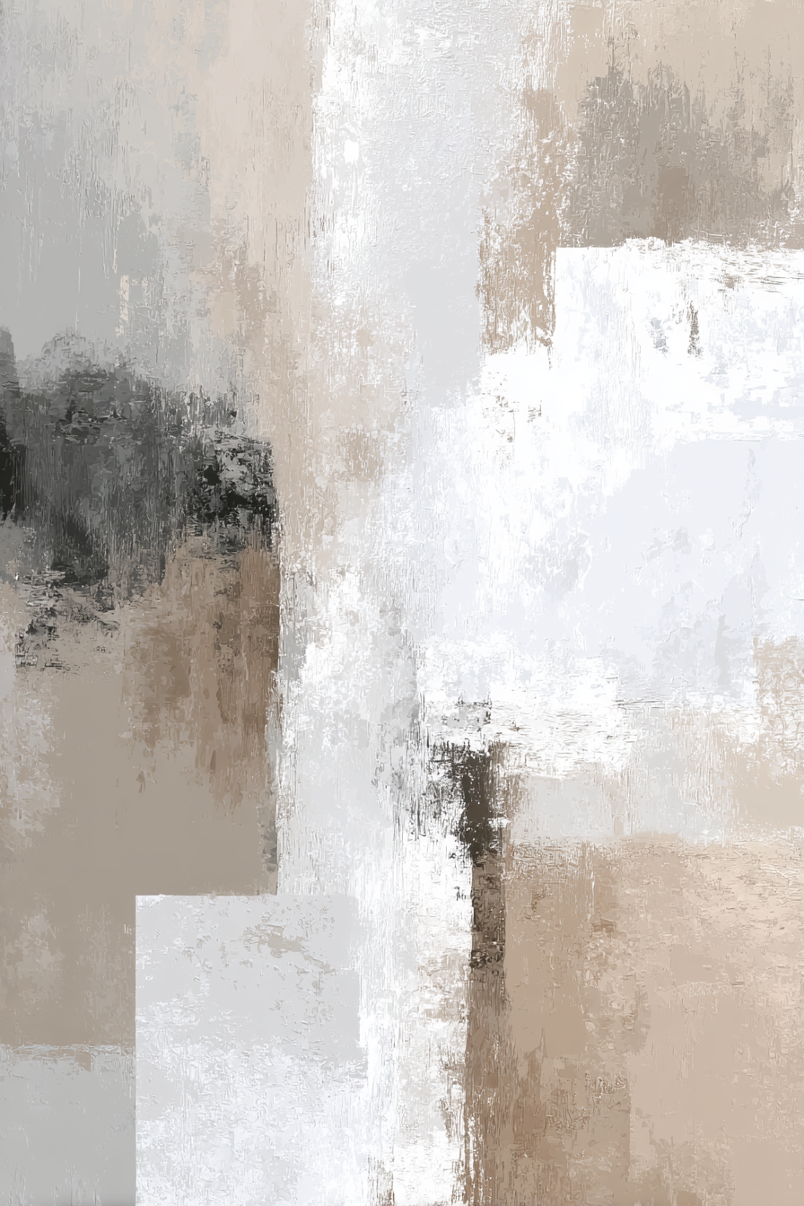 Abstrakte Kunst Neutrale Farben Mit Texturen Und Pinselstrichen | Japandi | Einrichtungsstile