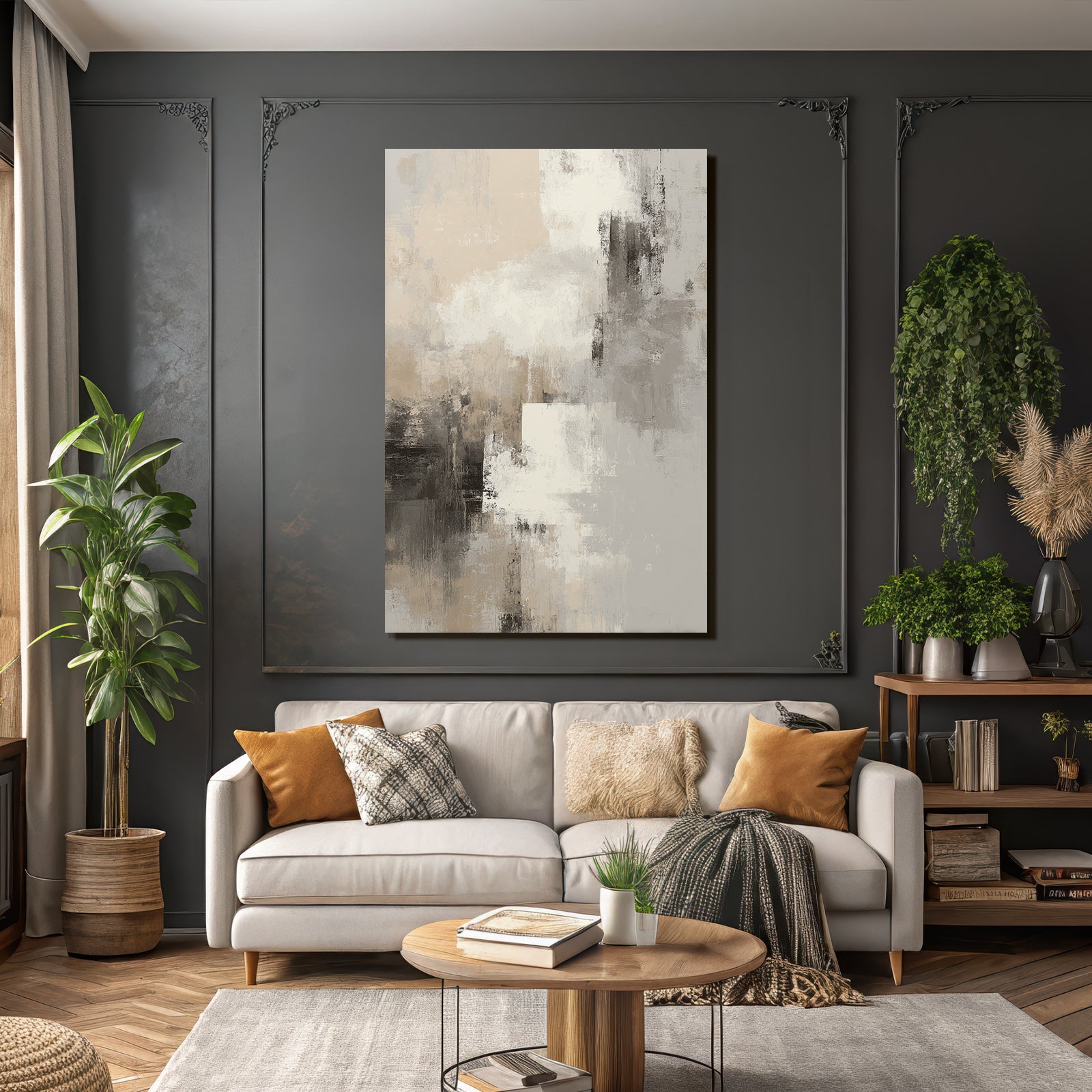 Abstract Art Neutral Colors Beige Gray White Textures