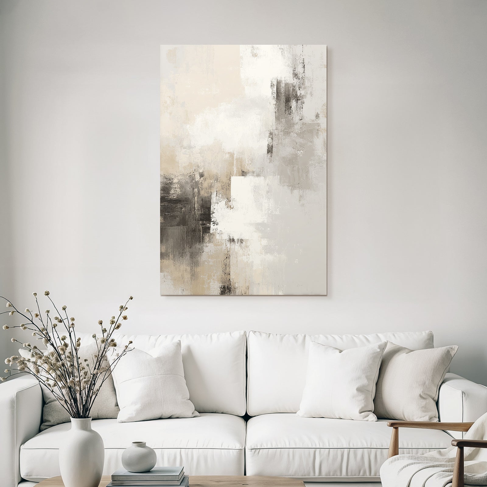 Abstract Art Neutral Colors Beige Gray White Textures