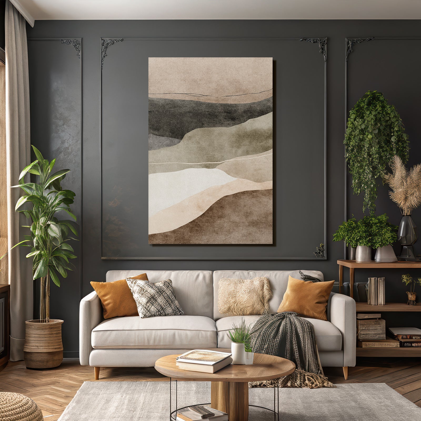 Abstrakte Kunst Wavy Shapes Erdtoene Textur Organisch