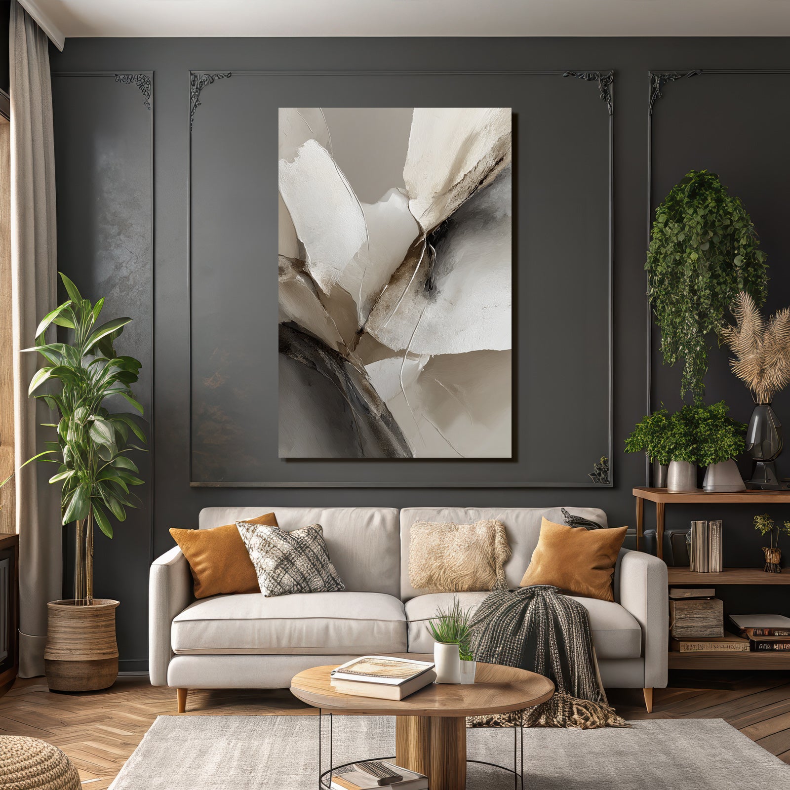 Abstract Art Soft Organic Shapes Neutral Colors Texture