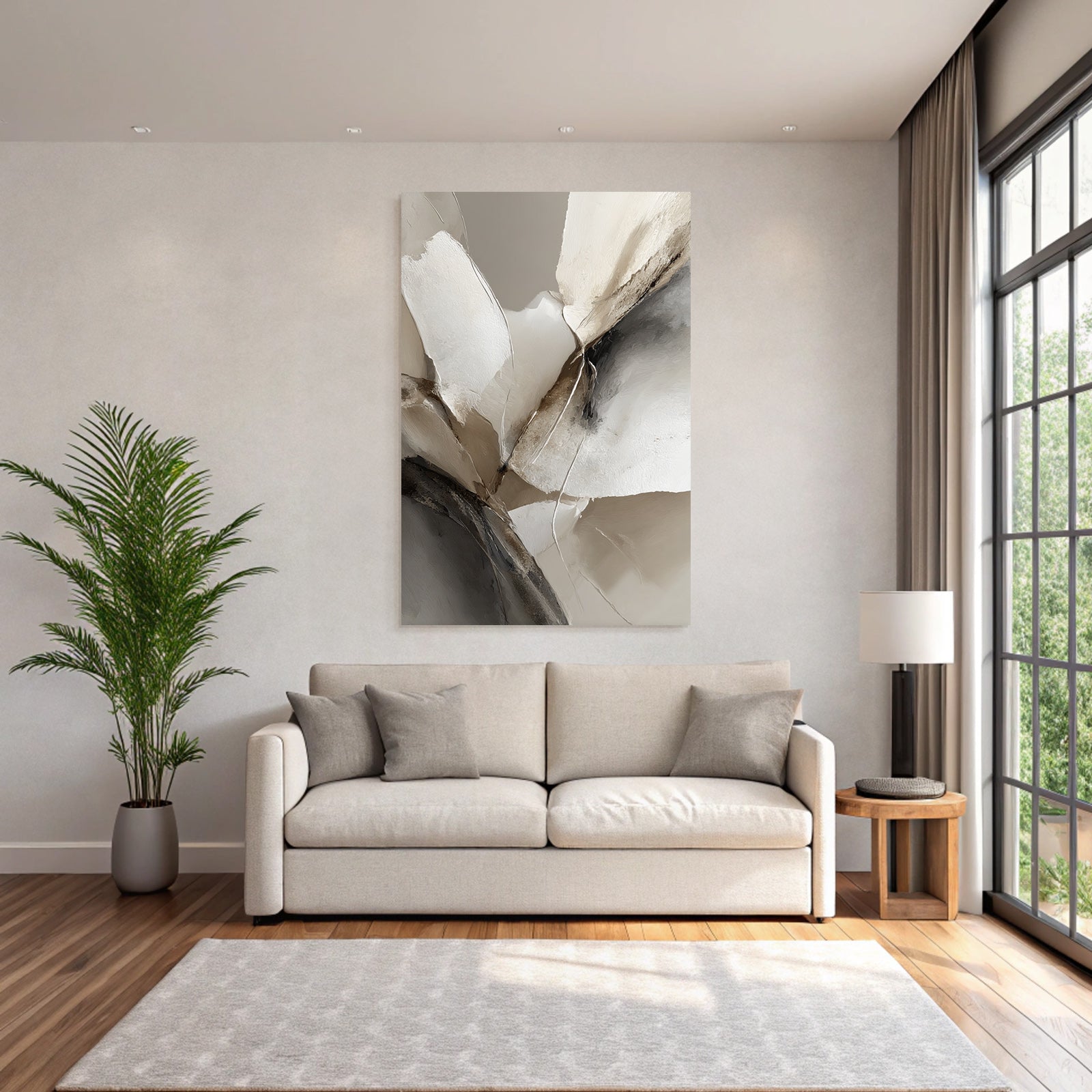 Abstract Art Soft Organic Shapes Neutral Colors Texture