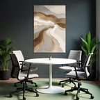 Abstract art wavy lines earth tone landscape
