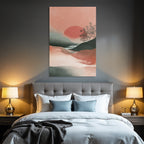 Abstrakte Landschaft Illustration Mit Sonne Und Bergen