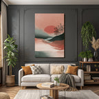 Abstrakte Landschaft Illustration Mit Sonne Und Bergen